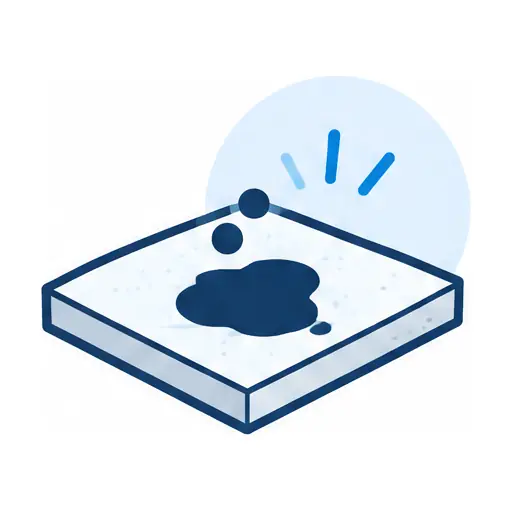 Schematic: Heavy oil stains or a slab that tests damp
